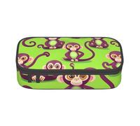 KLJnmbb Green Clever Monkey Print Travel Pencil Case 8.3 X 2 X 3.7 Inches Functional Storage Bag for Office Supplies