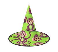 KLJnmbb Green Clever Monkey Print Unisex Halloween Witch Hat Adults And Teens Cap Parties Carnivals Costumes Caps
