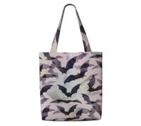 KLJnmbb Halloween Bats Grey Print Canvas Shoulder Bag Large Capacity Tote Office Shopping Casual Travel Beach Picnic