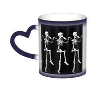 KLJnmbb Halloween Posable Skeleton Skull Print Starry Sky Color-Changing Mug Ceramic Gift Home Office Cafe Coffee Mugs Holiday