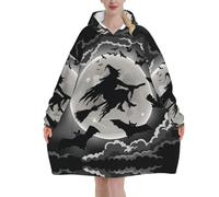 KLJnmbb Halloween Witch Print Adults Cozy Oversized Blanket Hoodie Family Winter Lightweight And Easy To Wear Black