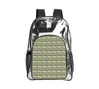 KLJnmbb Happy Bus Camper Print Unisex See Through Bag Clear Backpack with Pocket School Hiking Work Outdoor Use