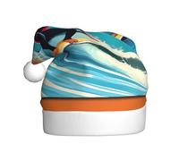 KLJnmbb Hawaiian Surfer on Wavy print Print Adult Santa Hat for Holiday New Year Celebrations Party Accessory Christmas Cap