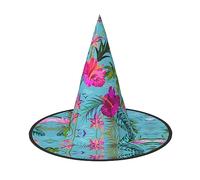 KLJnmbb Hello Hawaii Print Unisex Halloween Witch Hat Adults And Teens Cap Parties Carnivals Costumes Caps