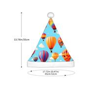 KLJnmbb Hot Air Balloons Print Boys Girls Elf Christmas Hat Xmas Holiday Santa Cap Festive Party Accessories