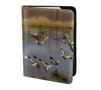 KLJnmbb Hunting Flying Wild Ducks Print 5.5in Passport Travel Document Wallet Secure Compact Stylish for Men and Women