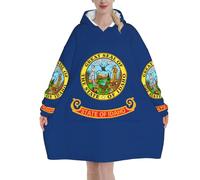 KLJnmbb Idaho State Flag Print Adults Cozy Oversized Blanket Hoodie Family Winter Lightweight And Easy To Wear Black