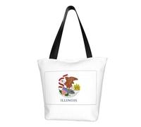 KLJnmbb Illinois State Flag Print Functional Shoulder Bag Travel Beach Trendy Handbag Daily Vacation Work Summer Use