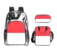 KLJnmbb Indonesian Flag Print Clear Lightweight 3-Piece Lunch Bag Combo Transparent Backpack Set School Travel