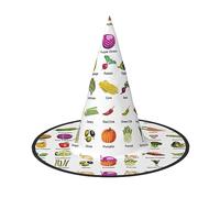 KLJnmbb Introduction Of Various Vegetables Print Unisex Halloween Witch Hat Adults And Teens Cap Parties Carnivals Costumes Caps