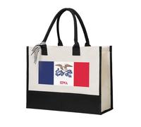 KLJnmbb Iowa State Flag Print Tote Bag Canvas Gift Large Capacity Eco-Friendly For Travel Office Weekend Trips