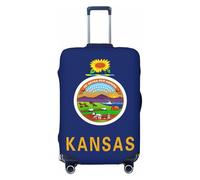 KLJnmbb Kansas State Flag Print Universal Suitcase Cover Luggage Protector Elastic Washable Travel Luggage Cover