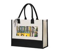 KLJnmbb Lisbon Tram Print Tote Bag Canvas Gift Large Capacity Eco-Friendly For Travel Office Weekend Trips