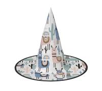 KLJnmbb Llama Alpaca Cactus Print Unisex Halloween Witch Hat Adults And Teens Cap Parties Carnivals Costumes Caps
