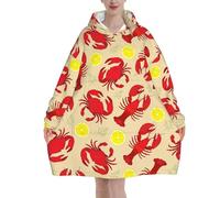 KLJnmbb Lobster And Crab Print Adults Cozy Oversized Blanket Hoodie Family Winter Lightweight And Easy To Wear Black