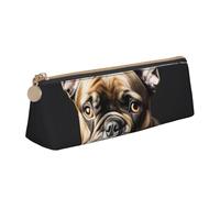KLJnmbb Long Ears French Bulldog Print Elegant Pencil Case Large Capacity Triangle Pouch with Zipper for Writing Tools