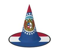 KLJnmbb Missouri State Flag Print Unisex Halloween Witch Hat Adults And Teens Cap Parties Carnivals Costumes Caps