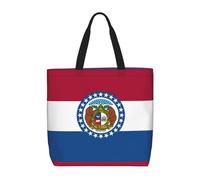 KLJnmbb Missouri State Flag Print Water-Resistant Bag Convenience Tote Shopping Gym Lightweight Daily Use Multiple