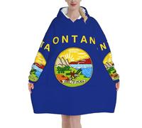 KLJnmbb Montana State Flag Print Adults Cozy Oversized Blanket Hoodie Family Winter Lightweight And Easy To Wear Black