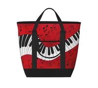 KLJnmbb Music Note Pianoprint Tote Bag Large Capacity Insulated Thermal For Daily Lunch Picnic Beach Shopping