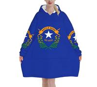 KLJnmbb Nevada State Flag Print Adults Cozy Oversized Blanket Hoodie Family Winter Lightweight And Easy To Wear Black