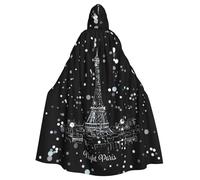 KLJnmbb Night Paris Eiffel Tower Print Hooded Cloak For Women Men Carnival Cosplay Cape Medieval Costume Wedding Party