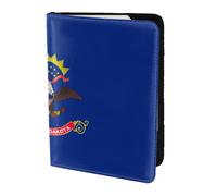 KLJnmbb North Dakota State Flag Print 5.5in Passport Travel Document Wallet Secure Compact Stylish for Men and Women