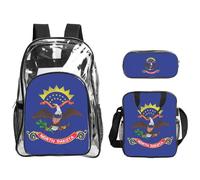 KLJnmbb North Dakota State Flag Print Clear Lightweight 3-Piece Lunch Bag Combo Transparent Backpack Set School Travel