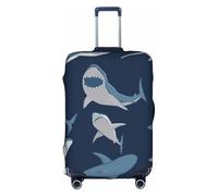 KLJnmbb Ocean Shark Print Suitcase Cover Elastic Washable Anti Scratch Luggage Protector Dustproof Stylish