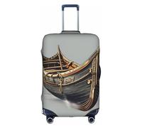 KLJnmbb Old Viking Boats Print Suitcase Cover Elastic Washable Anti Scratch Luggage Protector Dustproof Stylish