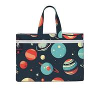 KLJnmbb Outer Space Planet Print Canvas Tote File Bag For Documents Office Supplies Travel Commuting Shoulder Bags
