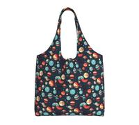 KLJnmbb Outer Space Planet Print Oversized Canvas Tote Bag Lightweight Shoulder Handbag For Beach Travel Daily