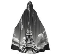 KLJnmbb Paris Eiffel Tower And Cloud Print Adults Hooded Cloak Costume Carnival Cosplay Party Accessory Supplies Outdoor