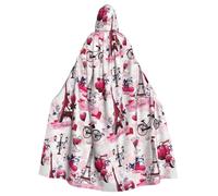 KLJnmbb Paris Eiffel Tower France Print Halloween Hooded Cloak With Vibrant Full Length Adult Unisex Cosplay Costume