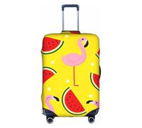 KLJnmbb Pink Flamingo and Watermelon Print Suitcase Cover Elastic Washable Anti Scratch Luggage Protector Dustproof Stylish
