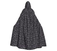 KLJnmbb Purple Black Goth Spooky Print Halloween Hooded Cloak With Vibrant Full Length Adult Unisex Cosplay Costume