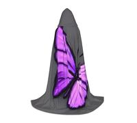 KLJnmbb Purple Butterflies Print Hooded Cloak Adults Teens Kids Variety Wizard Cape Robehalloween Carnival Cosplay