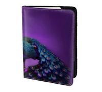KLJnmbb Purple Peacock Pattern Print 5.5in Passport Travel Document Wallet Secure Compact Stylish for Men and Women