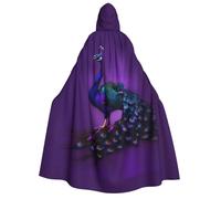 KLJnmbb Purple Peacock Pattern Print Hooded Cloak Cosplay Adult Halloween Christmas Carnival Theme Parties Versatile