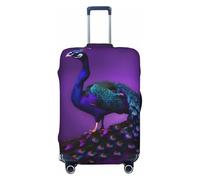 KLJnmbb Purple Peacock Pattern Print Stretchable Suitcase Universal Elastic Luggage Protector Sleeve Vacation Travel