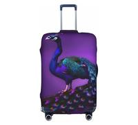 KLJnmbb Purple Peacock Pattern Print Suitcase Cover Elastic Washable Anti Scratch Luggage Protector Dustproof Stylish