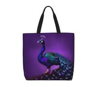KLJnmbb Purple Peacock Pattern Print Water-Resistant Bag Convenience Tote Shopping Gym Lightweight Daily Use Multiple
