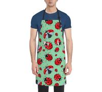 KLJnmbb Red Ladybugs On A Blue Background Print 28x33 In Adult Cooking Apron With Pockets Stylish And Functional Chef Apron