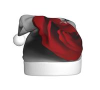 KLJnmbb Red Rose 1 Print Adult Santa Hat for Holiday New Year Celebrations Party Accessory Christmas Cap