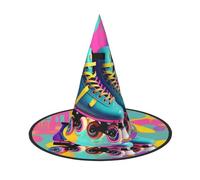 KLJnmbb Retro Colorful Roller Skates Print Unisex Halloween Witch Hat Adults And Teens Cap Parties Carnivals Costumes Caps