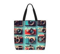 KLJnmbb Retro Cool Camera Collection Print Water-Resistant Bag Convenience Tote Shopping Gym Lightweight Daily Use Multiple