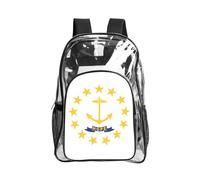 KLJnmbb Rhode Island State Flag Print Unisex See Through Bag Clear Backpack with Pocket School Hiking Work Outdoor Use