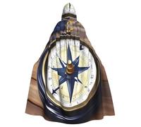 KLJnmbb Sail Boat Nautical Compass Print Hooded Cloak For Women Men Carnival Cosplay Cape Medieval Costume Wedding Party