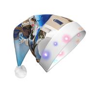 KLJnmbb Santorini Greek Island Sea View Print Adult Christmas Hat With Lights Festive Accessory For New Year Party Supplies