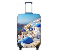 KLJnmbb Santorini Greek Island Sea View Print Stretchable Suitcase Universal Elastic Luggage Protector Sleeve Vacation Travel